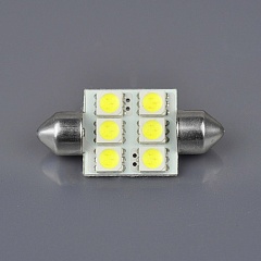 Светодиод 12V-24V Т11х31mm (6 диодов) БЕЛЫЙ SMD