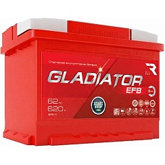 АКБ GLADIATOR EFB 62 А/ч обратная полярность